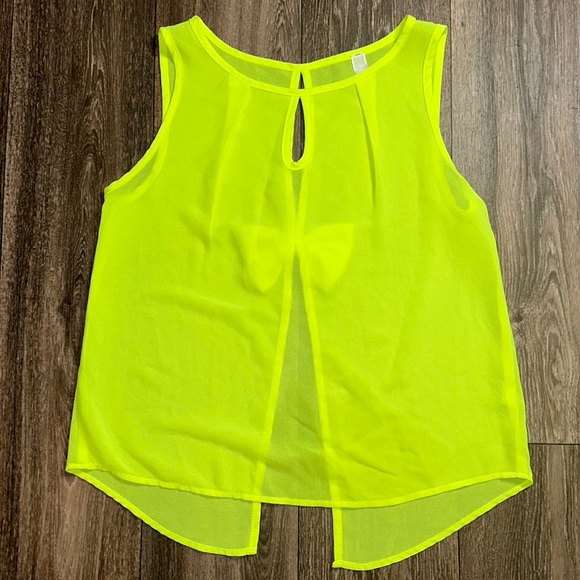 Neon Yellow Bow Blouse - Picture 2 of 2